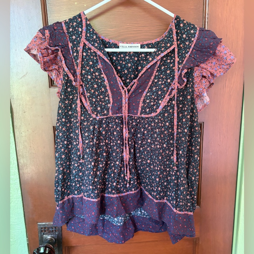 ULLA JOHNSON BOHO FLORAL BABYDOLL BLOUSE